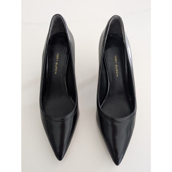 Women's Tory Burch Leather Kitten Heels Angle Pumps Black US Size 6.5 M - Picture 5 of 10